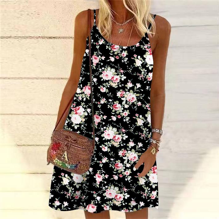 

Женское мини-платье с цветочным принтом в виде синей феи, вечернее платье без рукавов, летнее пляжное платье, сарафан 2XL розовый