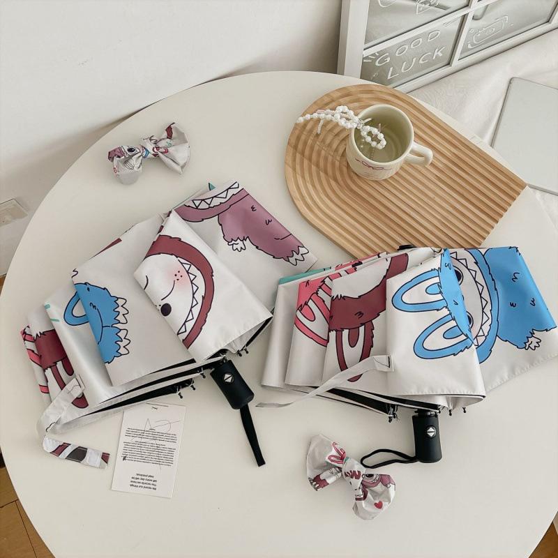 Bubble Mate Labubu Vinyl Sunshade Sunscreen Rain and Sunny Dual-purpose Folding Household Umbrella