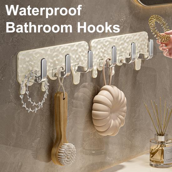 Bathroom Hanger Wall Mounted Towel Hooks Adhesive Hair Tie Hanger with 3 Hooks for Kitchen Utensils Bedroom Entryway