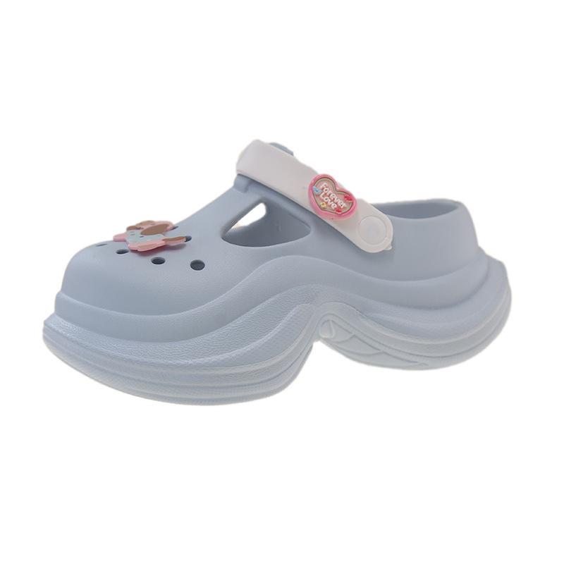 

женские новые сандалии из ЭВА на толстой подошве с отверстиями для улицы, нескользящие, для пляжа, с сумкой, шлепанцы для головы 39-40 синий