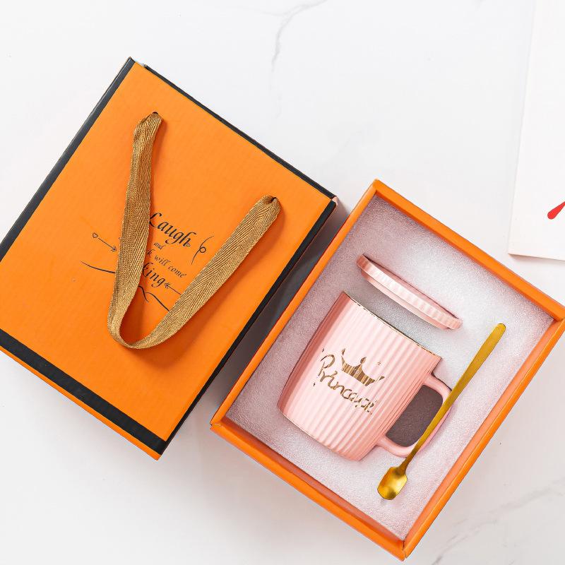 European Ceramic Mug Striped Mug Set Couple Cup Advertising Gift Souvenir