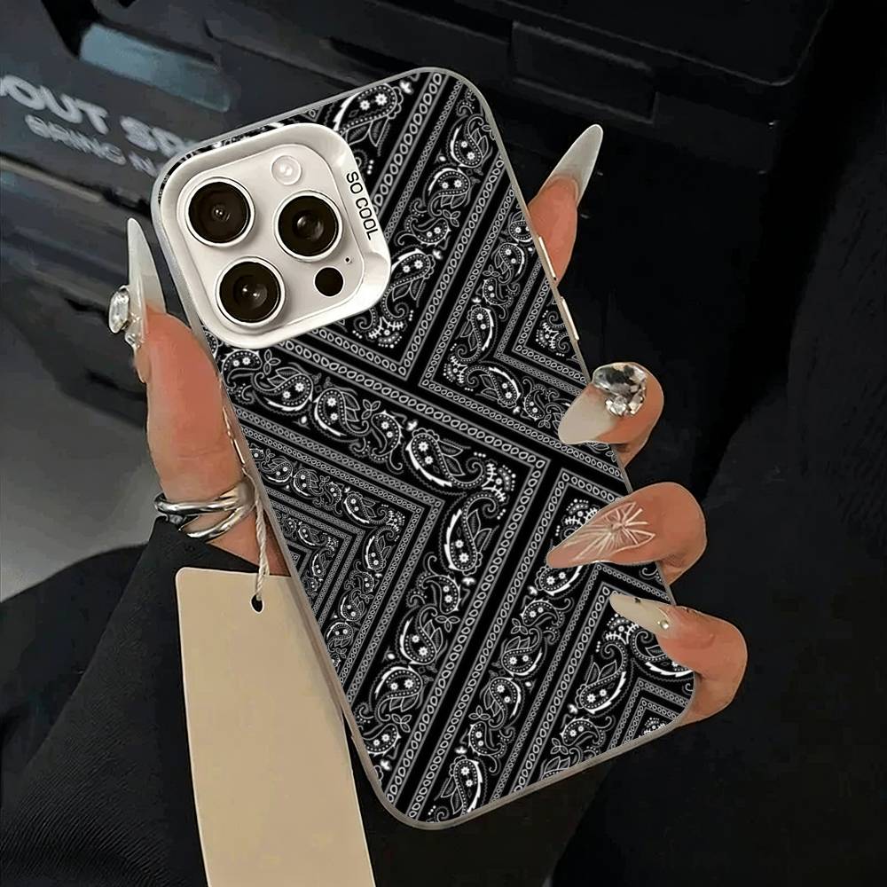 Bandana Pattern Phone Case For IPhone 17 Air 16 15 14 13 12 11 Pro Max White Sliver Hard Cover