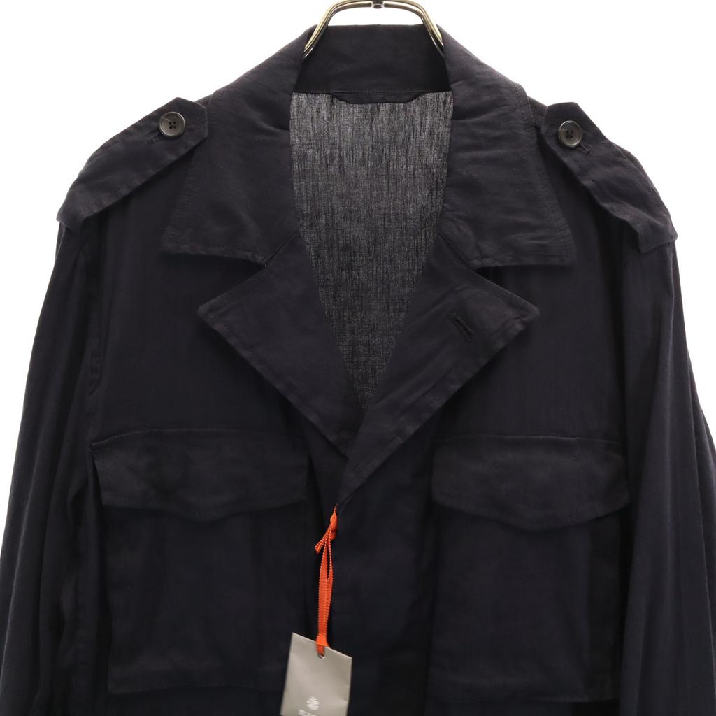 Unused Nano LIBRARY Linen Blend Military Jacket L Black Men's Used