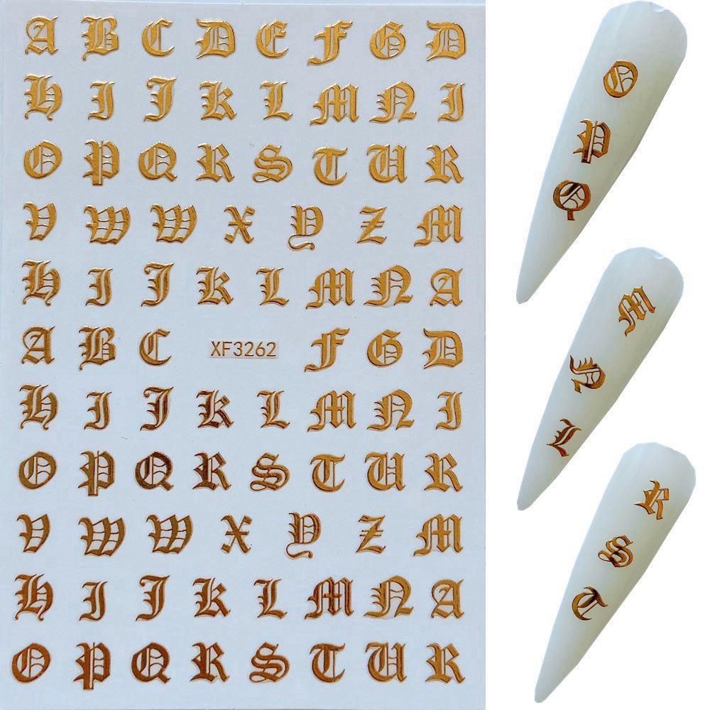 1pcs English Letter Nail Art Stickers, 3D Nail Decals DIY Nail Art Decorations, Nail Art Supplies