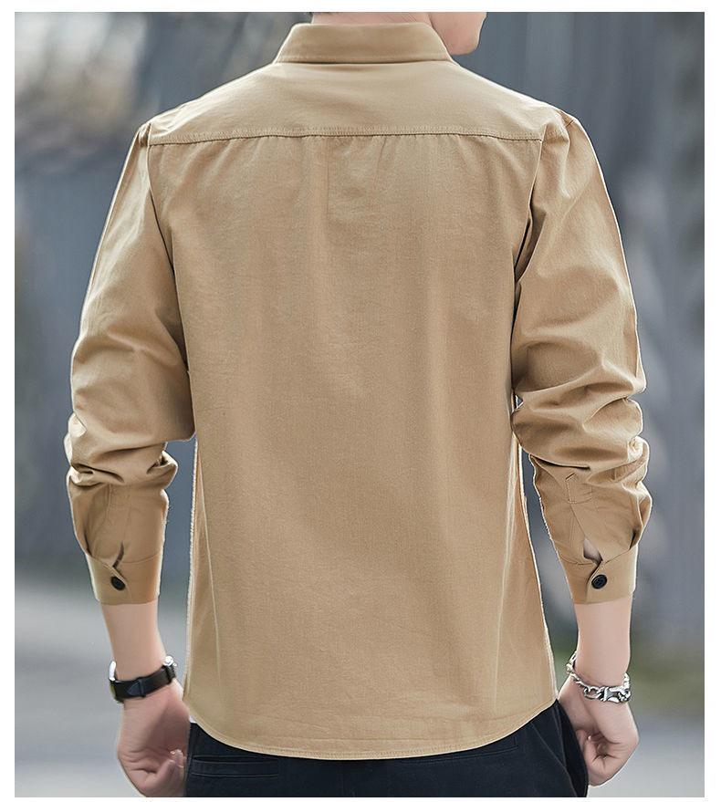 Camicia Casual da Uomo in Cotone Antigrinze a Maniche Lunghe Vestibilità Larga - Giacca Trendy per Lavoro Primavera & Autunno