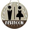 Wooden Wall Art Sign Wreath Circle Decorative Plaque Cute Bathroom Sign Plate  Toilet