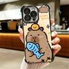 Funny Capybara Cartoon Cute Plating Phone Case For Iphone 16 17 Pro Max Air 16E 14 15 Plus 12 13 Mini Anti-Fall Airabag Cover