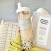 850ML Cute Pearl Milk Tea Straw Plastic Water Bottle with Cup Cover Women Large Capacity Juice Boba Milk Cup Drop-proof Portable Cup