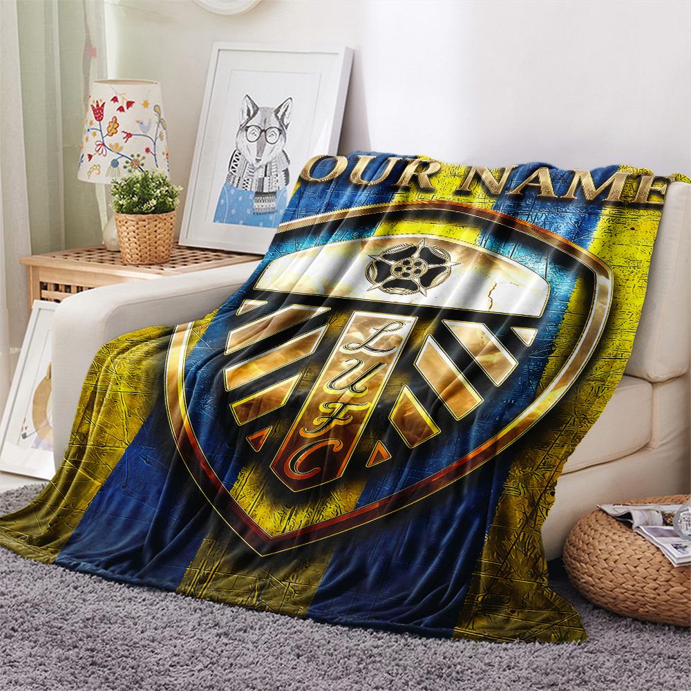 1PC Custom Name Leeds United F.C. Patterned Flannel Blanket Suitable For All Seasons for Home Decor Warmth and Comfort Gifts Holiday Present -HE143