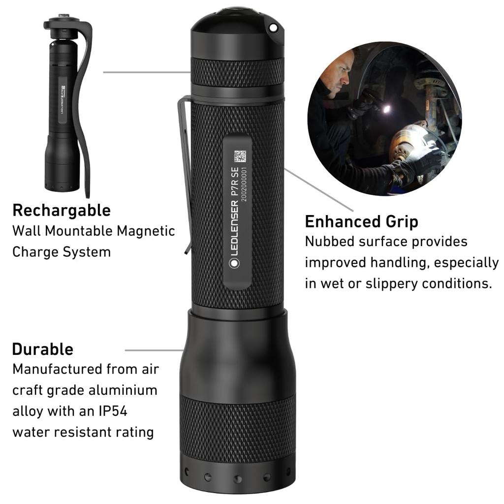Ledlenser P7R SE Handheld or Dry Cell Up To 1100 Includes a Luxury Gift Warranty with German Brand Flashlight, Rechargeable, Battery-Powered,