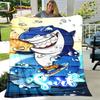 Coperta morbida in flanella con squali cartoni animati 3D, coperta da divano per soggiorno, camera da letto, letto, divano, copertura per picnic