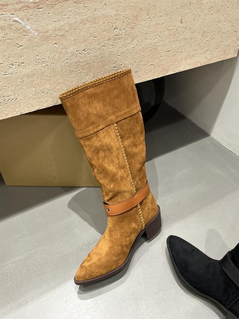 High-heeled Pointed Brown Maillard Boots Women's Shoes 2025 New Autumn and Winter Thin Long Knight Boots Women's Boots