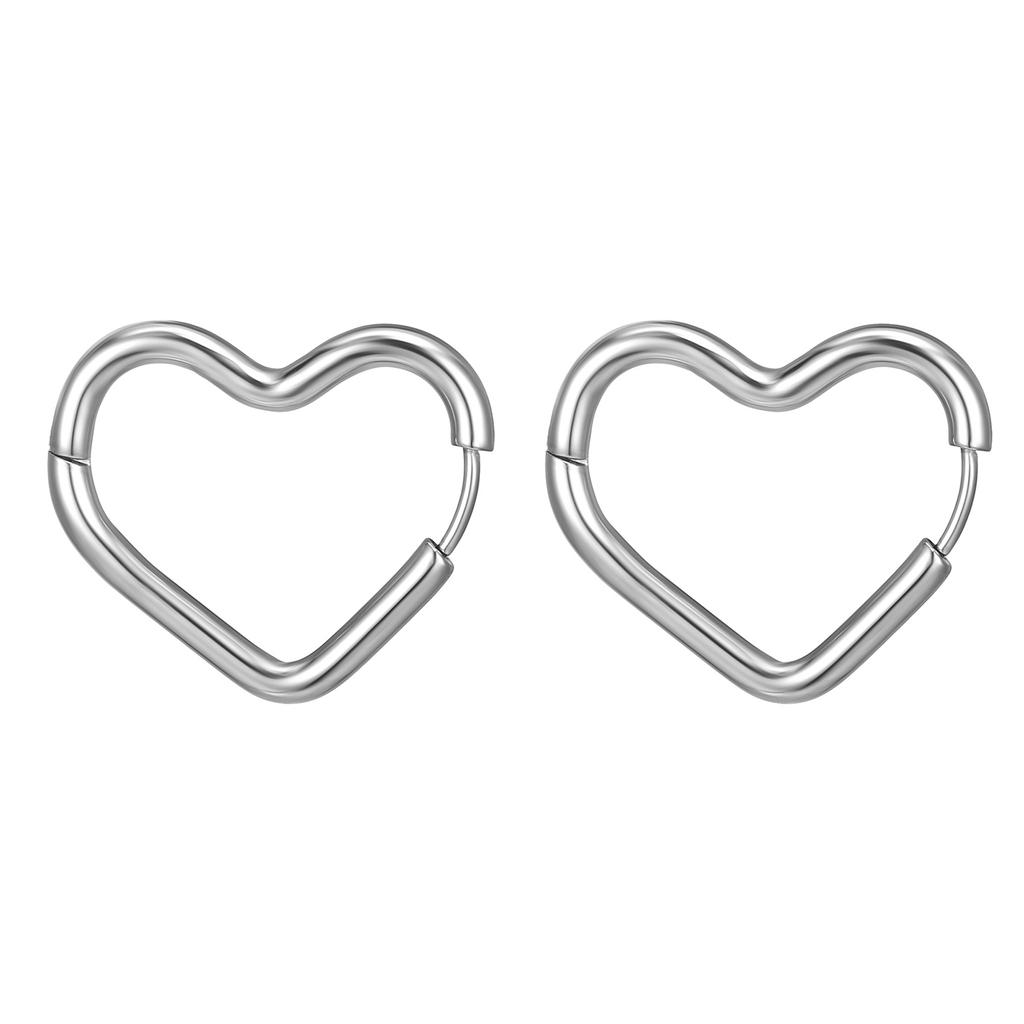 Heart Stainless Steel Ear Buckles Trendy Simple Titanium Steel Earrings Unisex Earrings