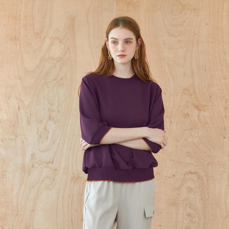 Maxza Pleats Round Neck 7 8 Blouse Zb08qb600on