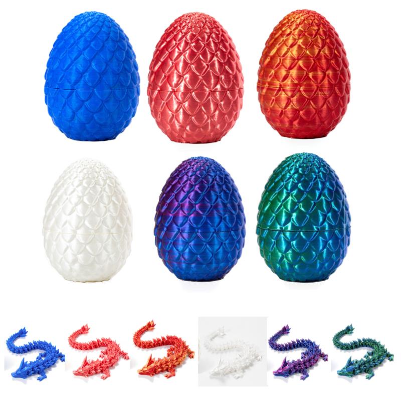 

3D-печатный дракон в яйце, подвижный китайский кристаллический дракон с яйцом дракона, настольные украшения для красный