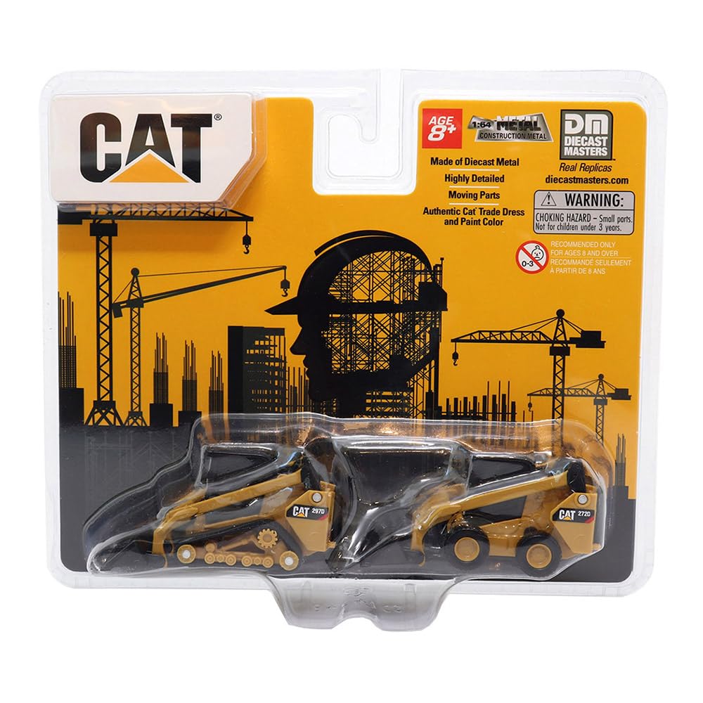DIECAST MASTERS Smykem řízený nakladač Caterpillar CAT 272D2 Kompaktní pásový nakladač CAT 297D2, sada 2 kusů Dokončený produkt DM84647CS 1/64 &