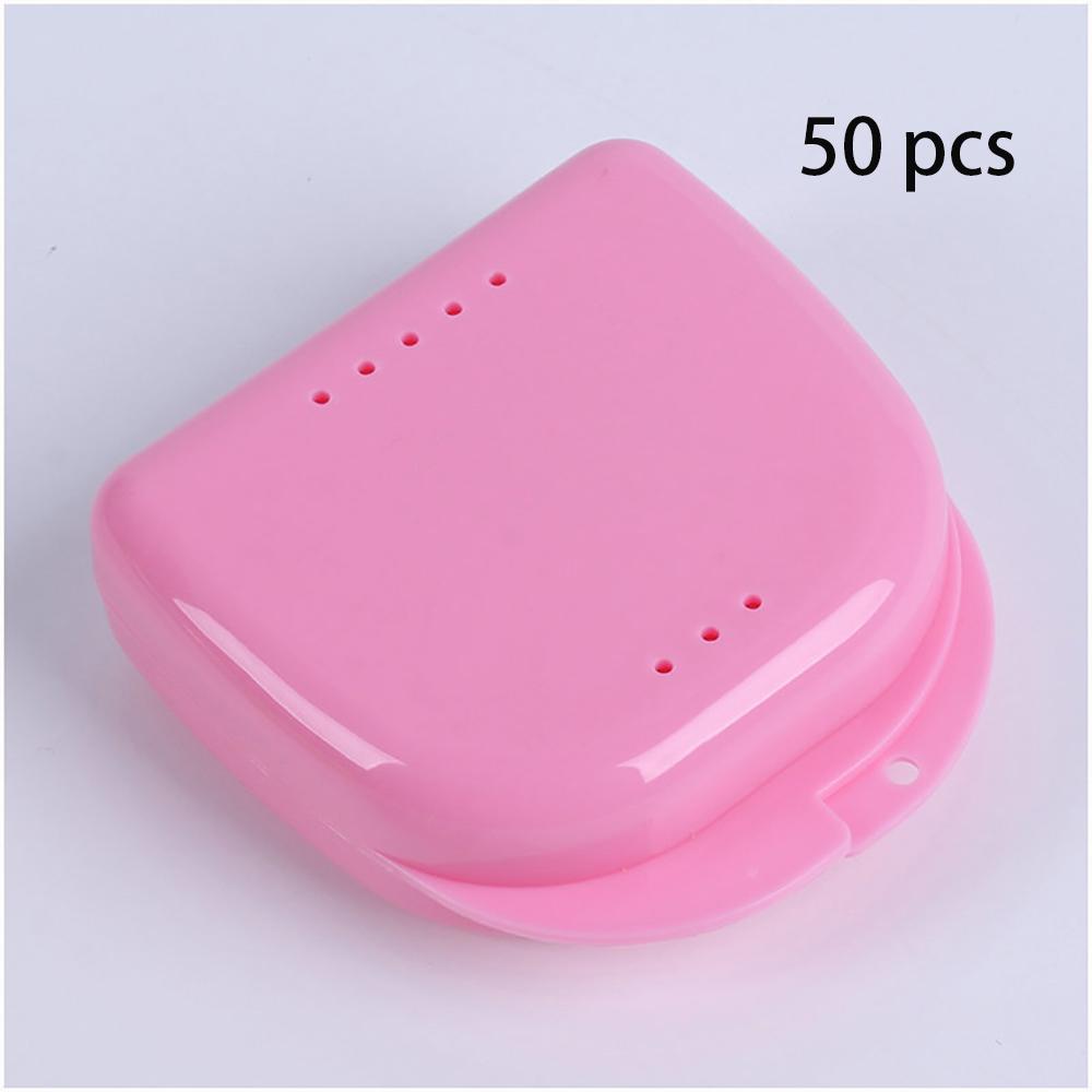 30/50Pcs Denture Box Tray Case Dental Orthodontic Retainer Color Tray Storage Box Plastic Teeth Container False Teeth Protective
