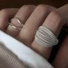 PONYKISS  Sterling Silver Minimalist Line Round Rings for Women Trendy Opening Fine  Geometric Accessories