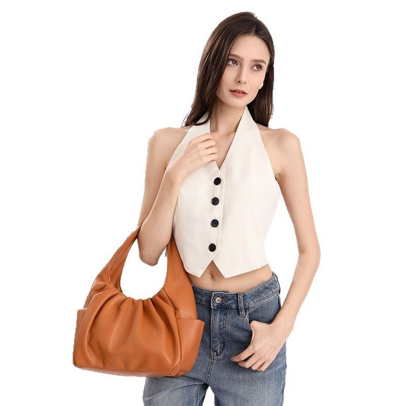 New Niche Handheld Clutch Wrinkled Texture Cloud Bag European and American Fashion Horn Bag Large Bag Women's Bag