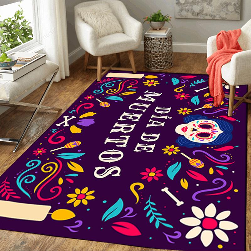 Dia de Muertos Rug Floor Mat for Living Room or Bedroom Soft and Comfortable Carpet a Gift for Birthday and Holiday.MFF0918042