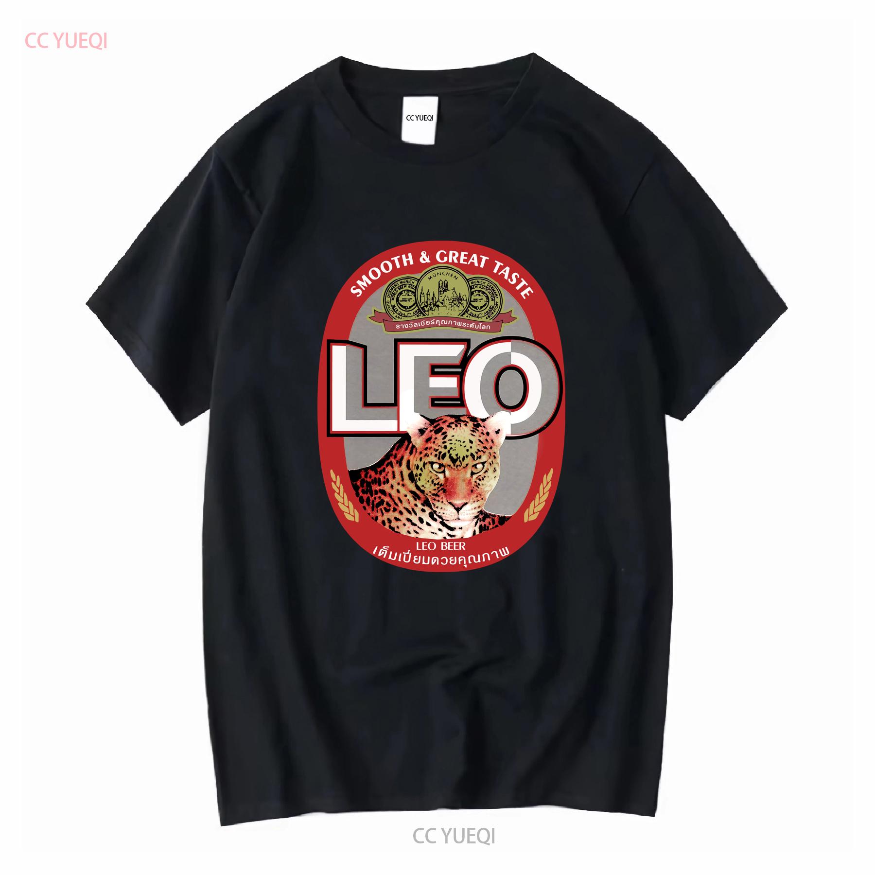 

Leo Beer Logo T Shirt Blue long or short sleeves vintage Washed Breathable Casual Unisex Comfortable streetwear Stretched 4XL