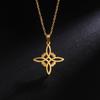 Fashion Chic Celtic-Symbol Necklace Witchs-Knot Necklace for Women Men Stainless Steel Pendant Necklace Lucky Jewelry