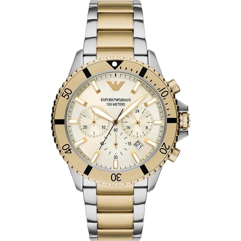 Emporio Armani World Explorer Beige Two-tone Stainless steel Gents Quartz Chronograph with Date AR11606 бежевый