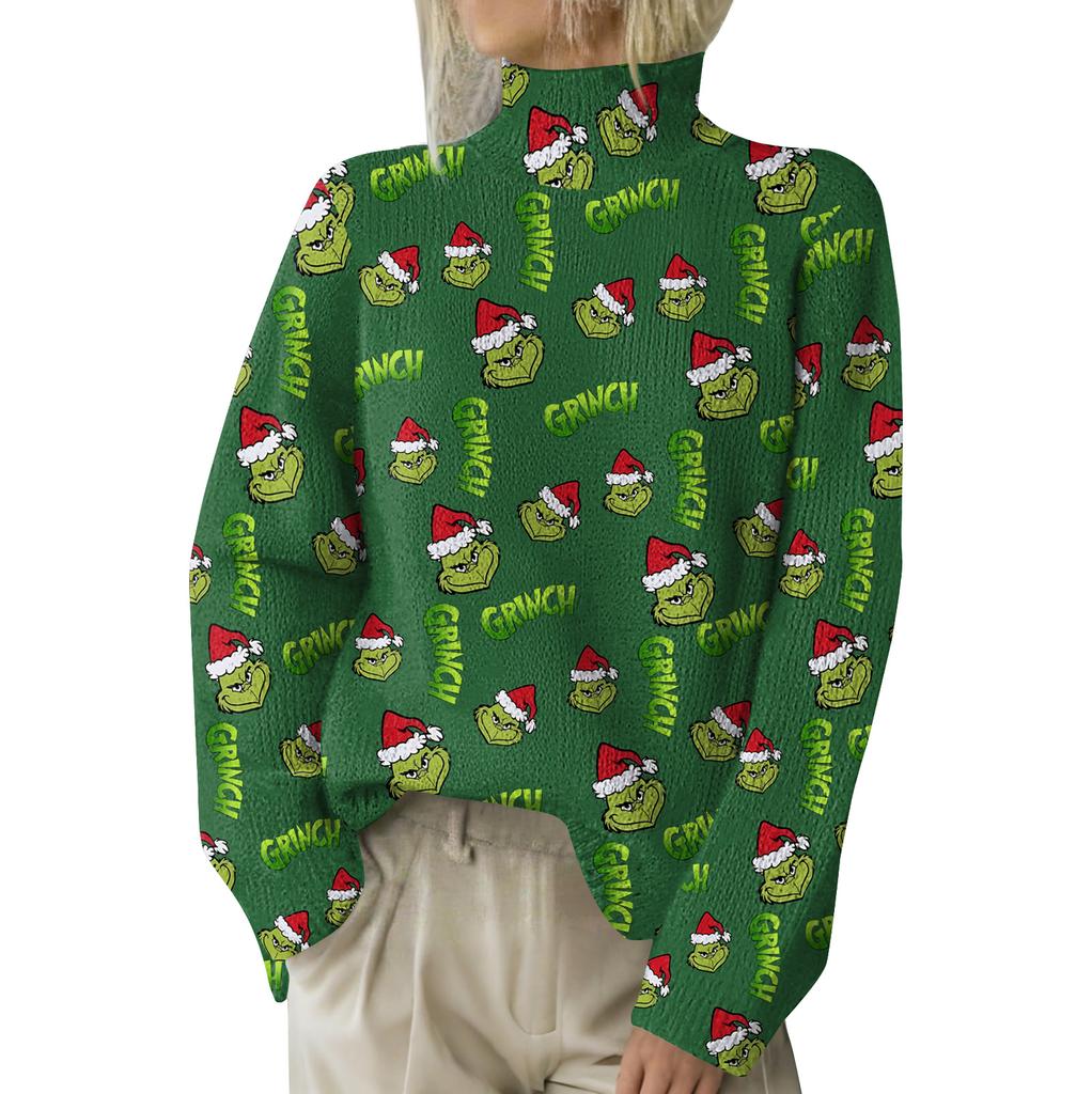Julegensere for kvinner Strikkegenser Søt skjorte Høst Turtleneck Pullover Topper