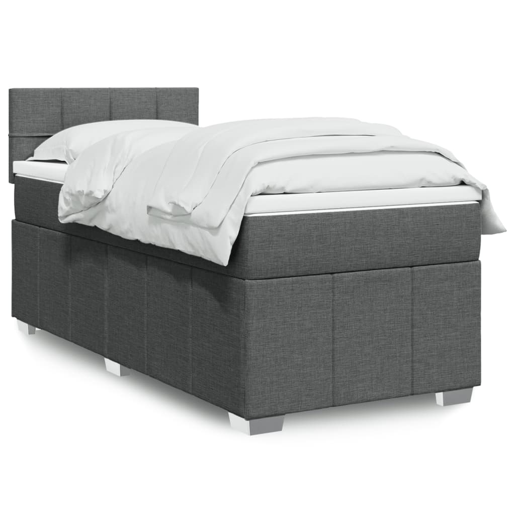 Box Spring Bed with Mattress Dark Gray 80x200 cm Fabric