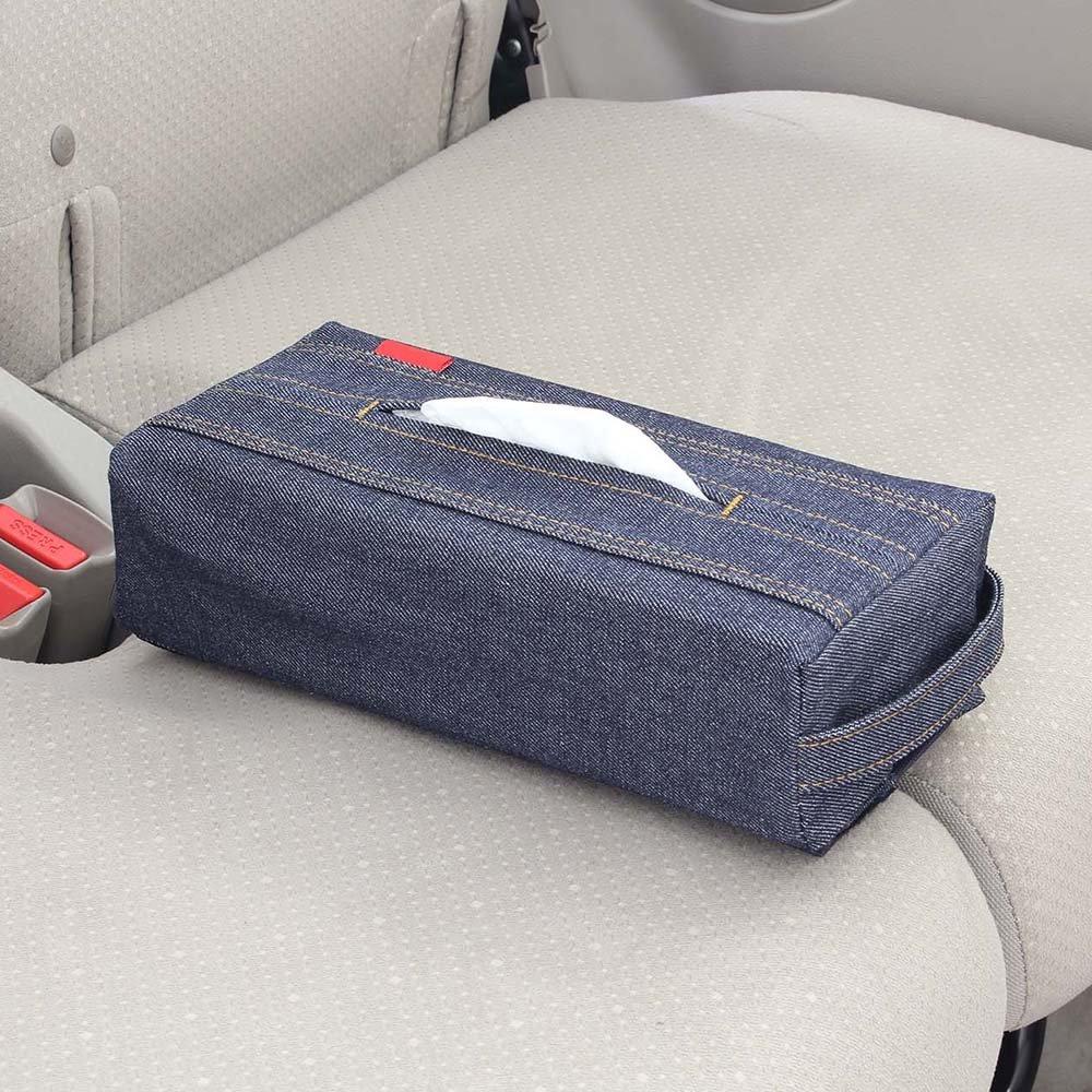 NAPOLEX Light Fizz LF-147 Denim Car Tissue Box Cover with Hanging Strap