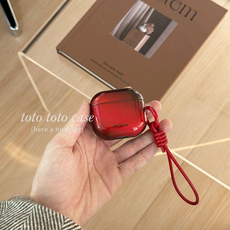 

for Apple 3 Generation Bluetooth Protective Case Airpods1/2 Generation Niche Style Leather Lanyard Airpods4 Generation New Arrival Earphone Case Apple AirPods 4 Shell + red ring leather rope