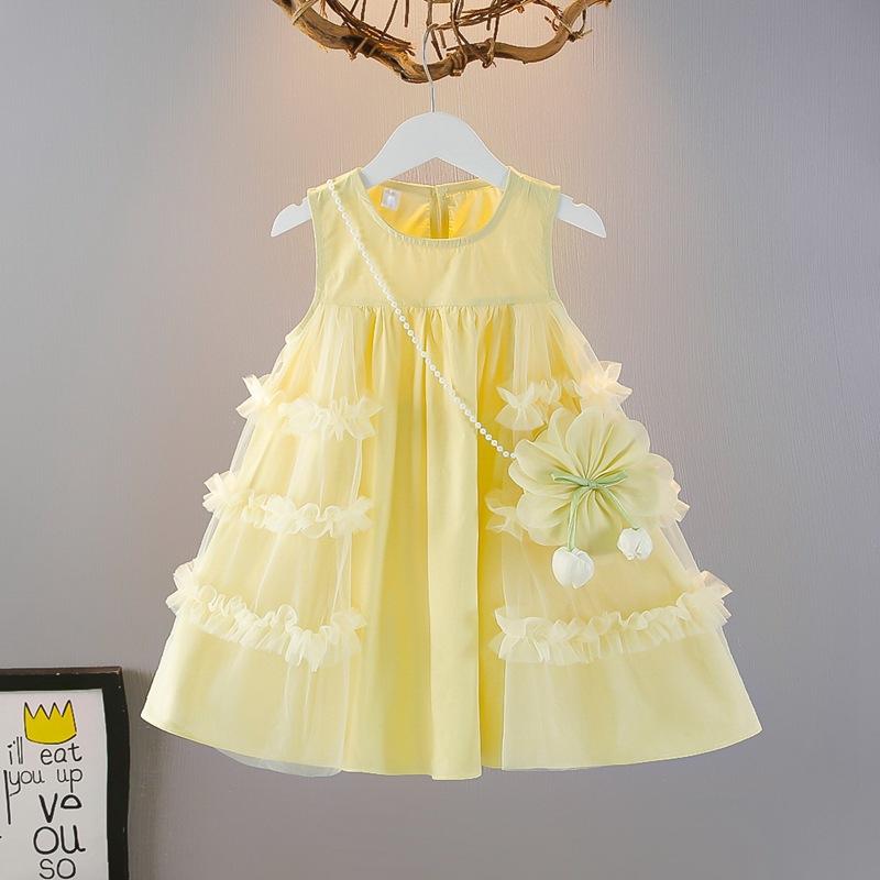 Fashion Kids Girls Tulle Mesh Sleeveless Tank Dress Cute Children Casual Outdoor Skirt Dress For Little Girls Daily Outfit