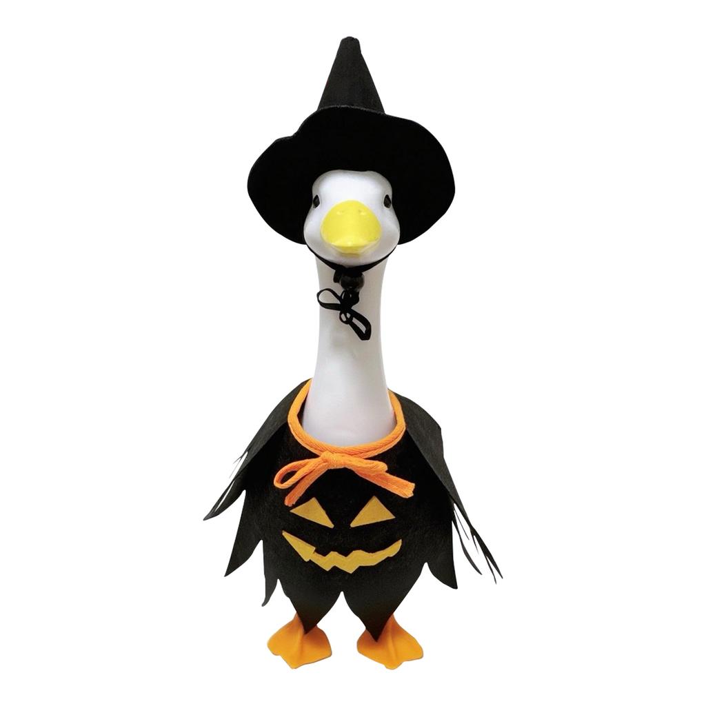 Halloween Outfit Clothes Set, Fall Clothing Dress Up Costume Accessories With Pumpkin Pattern Cape & Hat For 23 Inch Cement Geese Outdoor Porch Yard