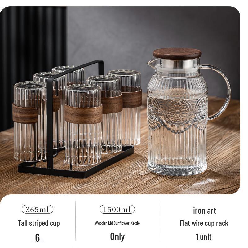 Naijiang Striped Heat-Resistant Glass Teapot and Cup Set