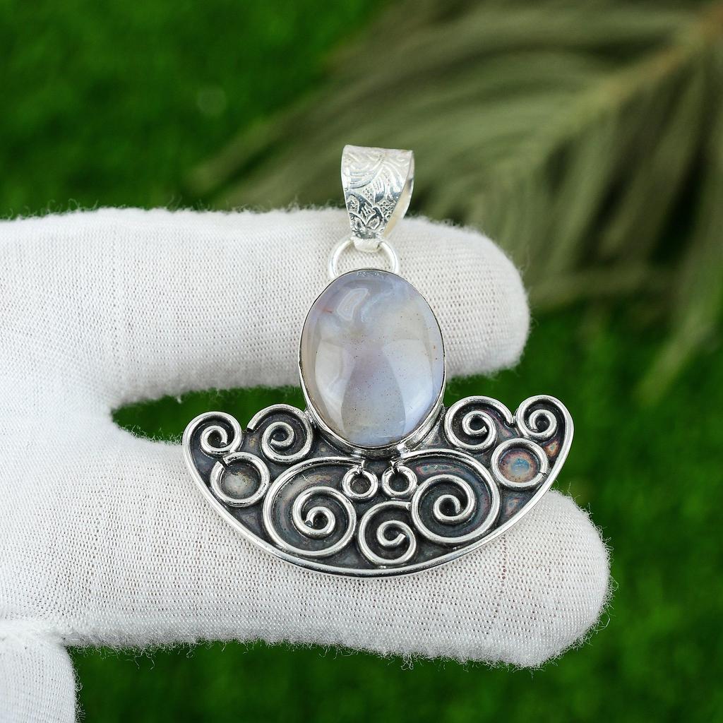 Sisters Day Sale Botswana Agate Gemstone Sterling Silver Wedding Pendant Jewelry