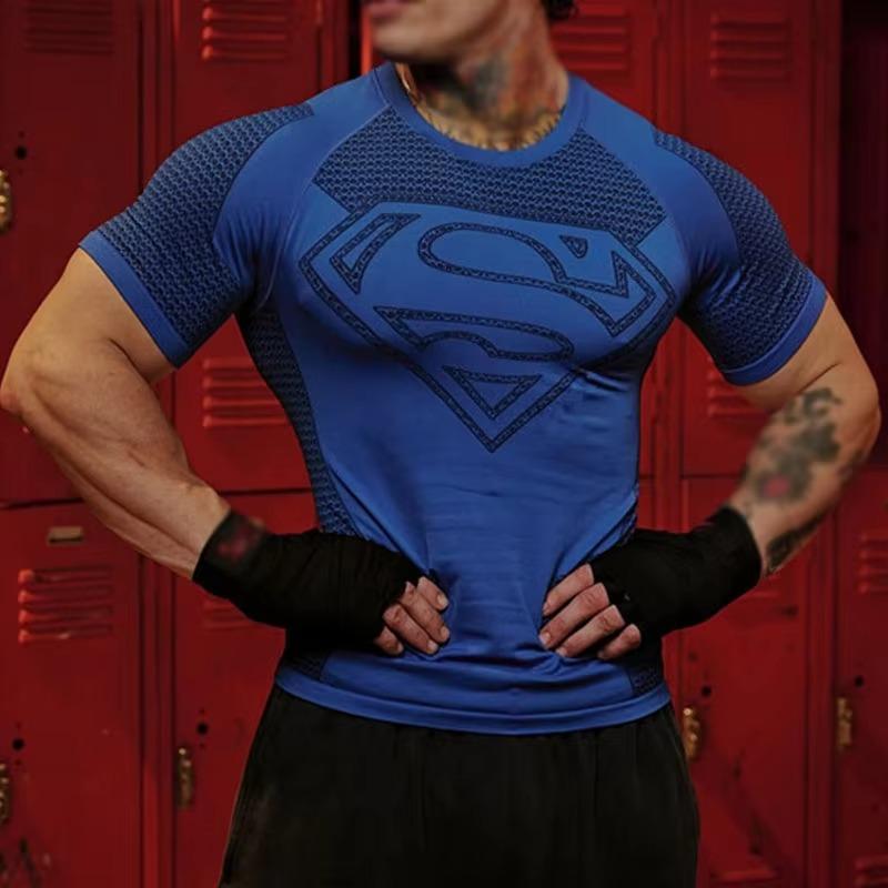 New Men's High Elastic Quick Dry Sports T-Shirt Tight Workout Breathable Summer Gym Trendy Short sleev tops Training T-shirt