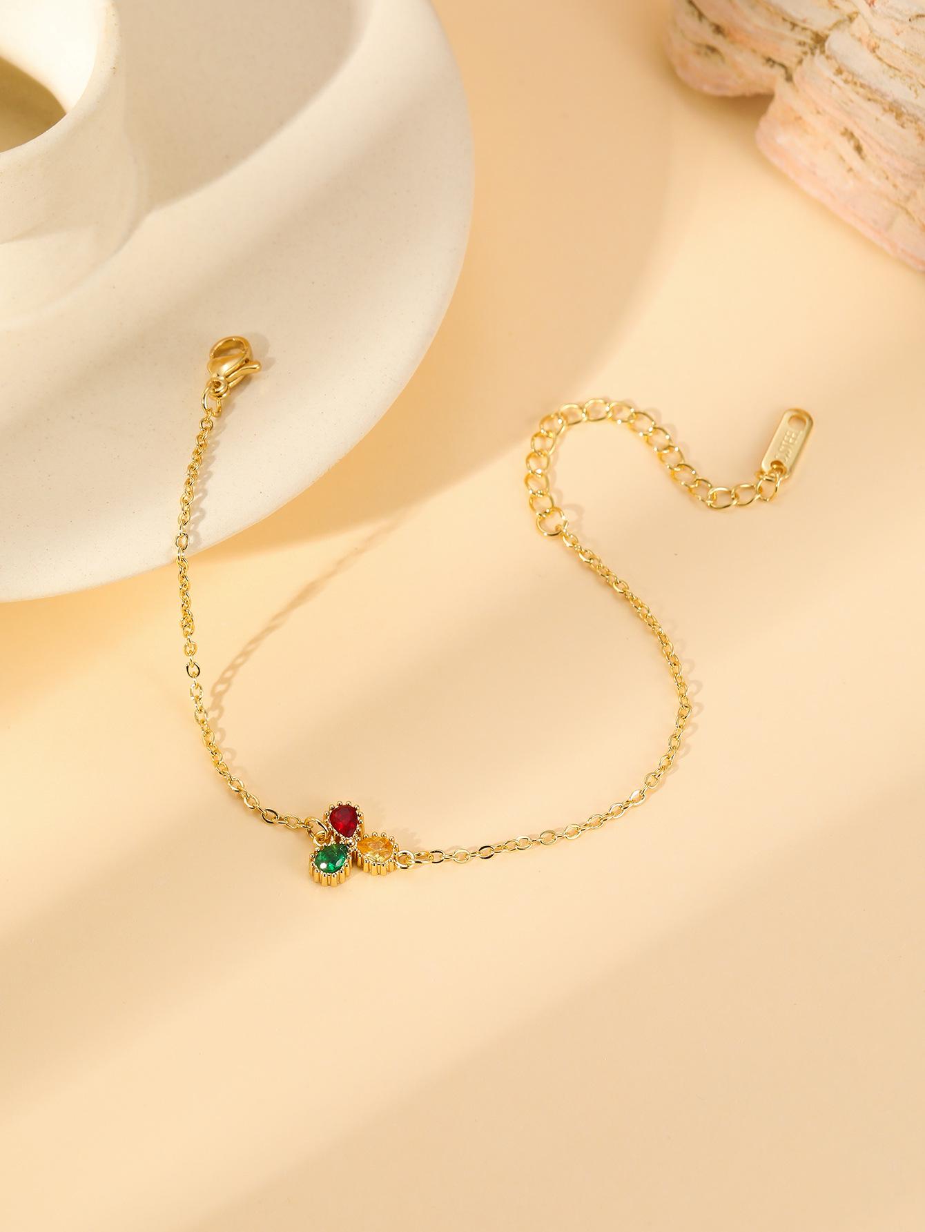 

European & American Style Zircon-Inlaid Copper Bracelet for Women - Elegant, Fashionable, High-End Design 18K