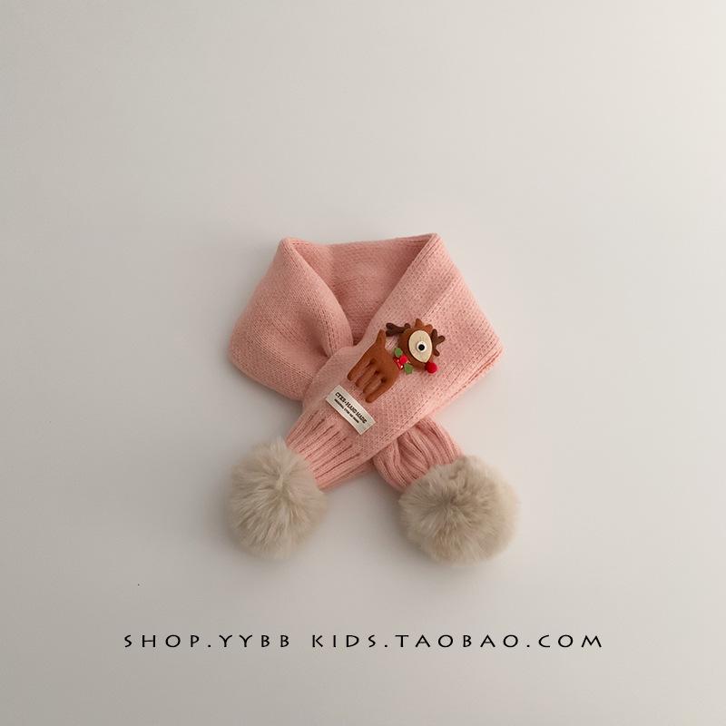 Korean Style Red Knit Scarf for Kids - Christmas 2024 Warm Crossed Neck Warmer