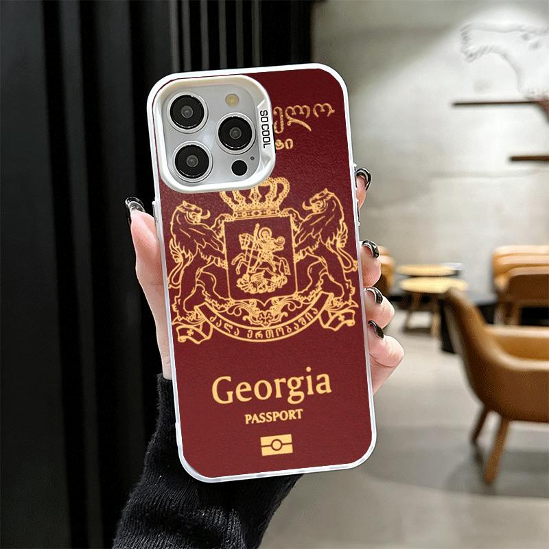 Georgia Passport Flag Shockproof Phone Case for iPhone 17 Air 16 16E 15 Pro Max 14 Plus 13 Mini 12 Back Cover Anti Fall Fundas