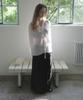 Mosyupamosyu Wrinkle Maxi Low-Rise Slit Skirt [Black]