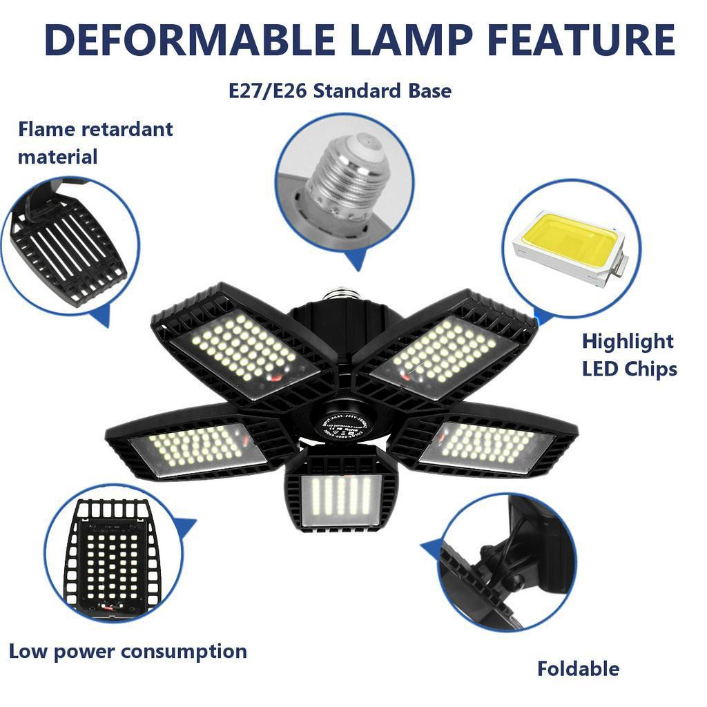80W/150W/200W/250W 85~265V E27 LED Lamp LED Bulb Deformable High Power Light for Warehouse Factory Garage Basement Gym