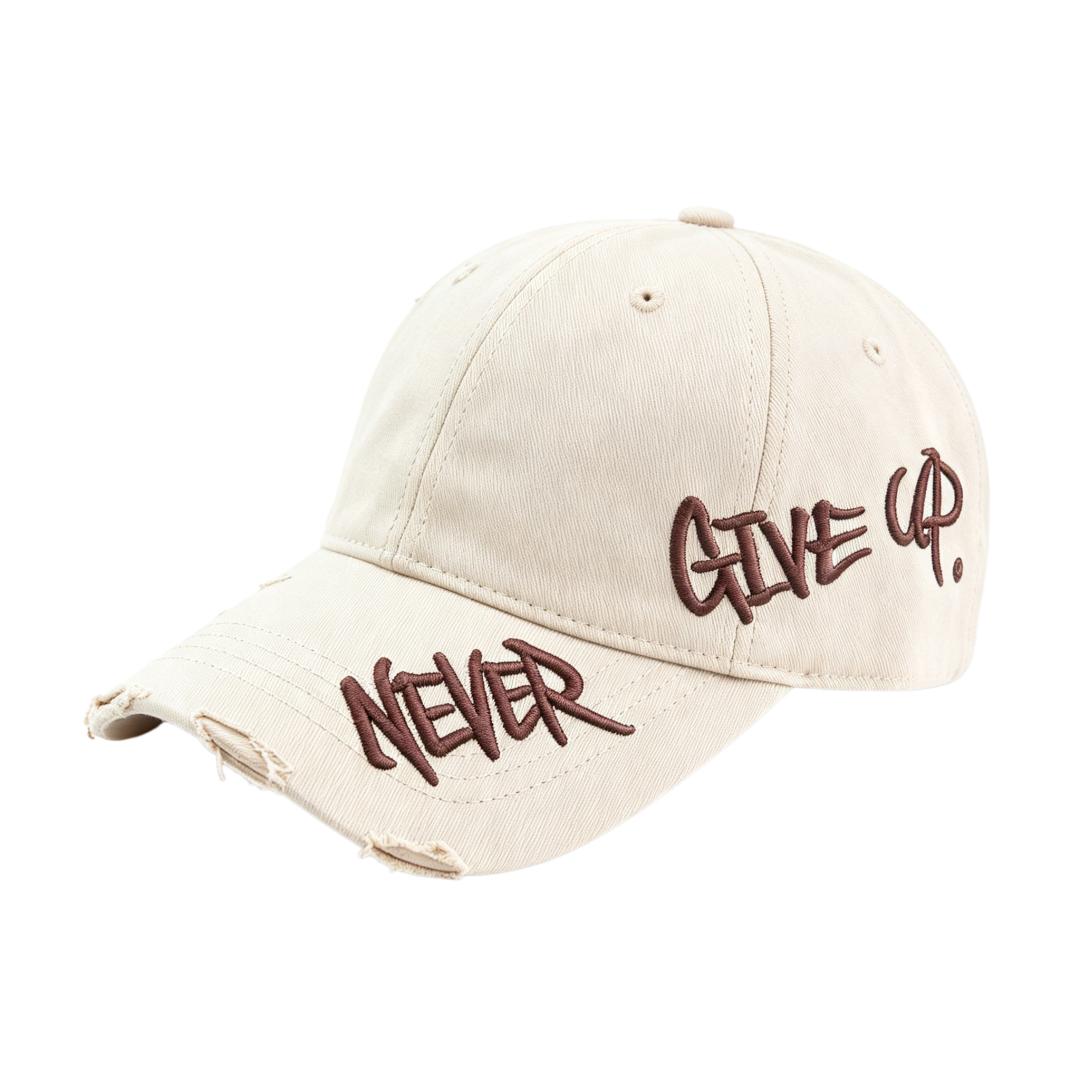 Urban Style Distressed Edge Baseball Cap Side Embroidered Pattern Curved Visor Cap белый