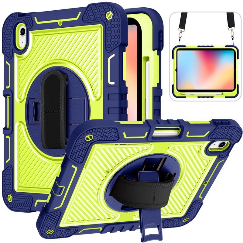For iPad A16 11 Inch (2025)/iPad 10.9 Inch 10th Gen Shockproof Case, Built-in Pencil Holder, Tri-fold Stand, Clear Back, Black