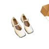 Retro square head thick heel Mary Jane shoes girl 2025 spring and autumn new fairy wind gentle middle heel single shoes white