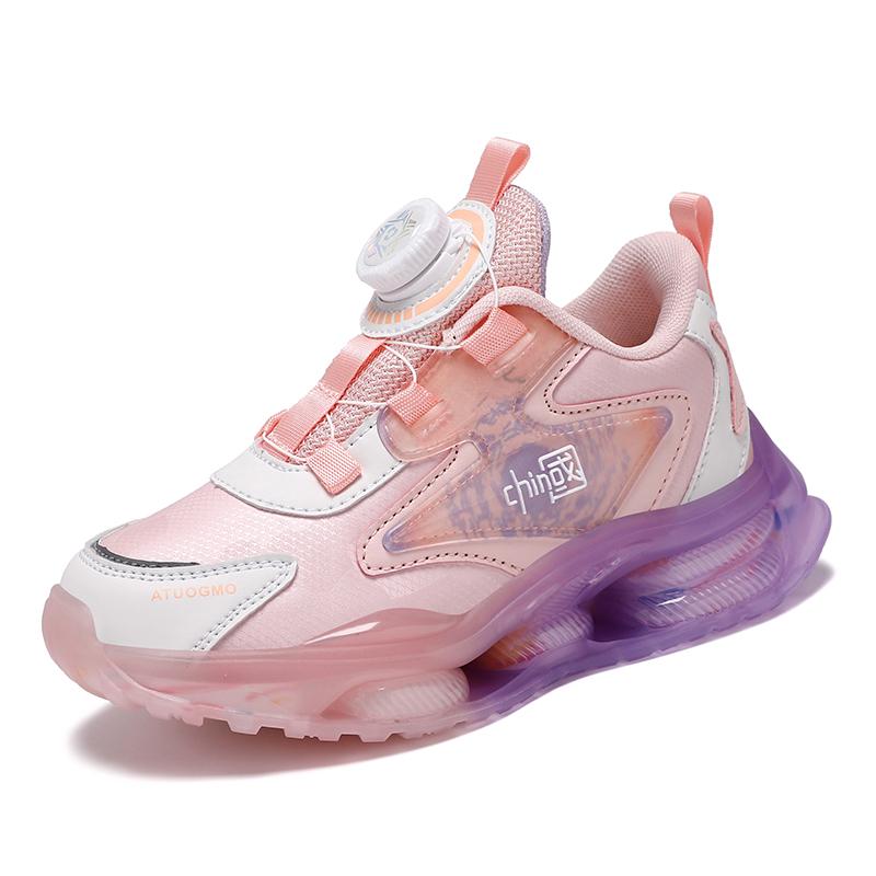 Children's Shoes  Fall rotary button breathable teen girls Shoes Sneakers Student springback running shoes