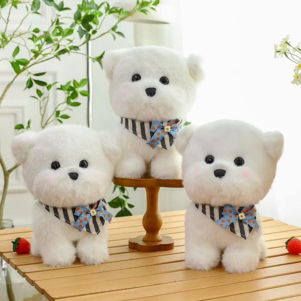 Bichon Scarf Triangular Frise Plush Toy Cute Stuffed Animal Doll Birthday Gift