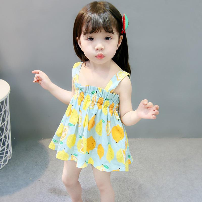 Baby Girls Slip Dress Cute Fruit Print Dress Summer Kids Dress