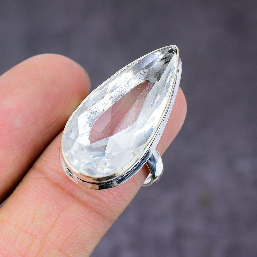 Topaz Alb Lucrat Manual Argint Sterling 925 Cadou Bijuterii Inel Mărimea 8 u0g83