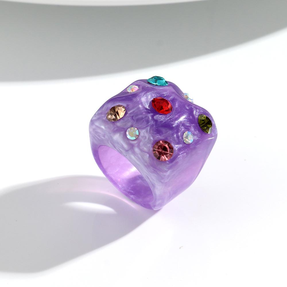 New Sweet Colorful Chunky Acrylic Finger Rings for Women Girl Trendy Resin Crystal Square Stackable Ring Minimalist Jewelry Gift