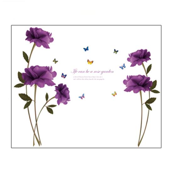 Flower Wall Decal Removable Peel And Stick PVC Stickers Colorful Rose/Morning Glory